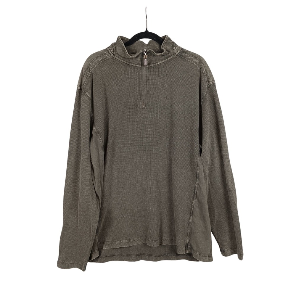 Age of Wisdom Mens‎ 2X Olive Green Quarter Zip Pullover Long Sleeve Shirt